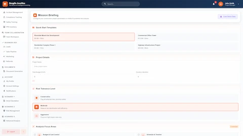 AI-Powered Construction Risk Prediction & Mitigation interface